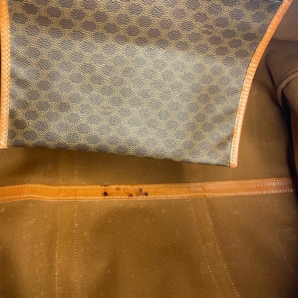 Celine Macadam Boston Canvas Duffle with Leather Trim
